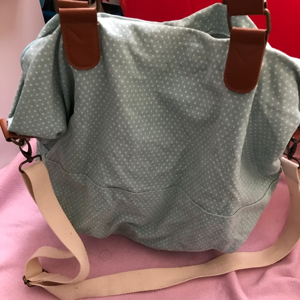 Mossimo weekender bag blue and white polka dots